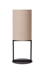 Lampada da tavolo nera, paralume beige 50cm E27 Herman Lucide