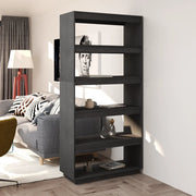 Libreria Divisorio-Scaffale per Libri-Mobile di Stoccaggio Grigio 80x35x167 cm in Massello di Pino