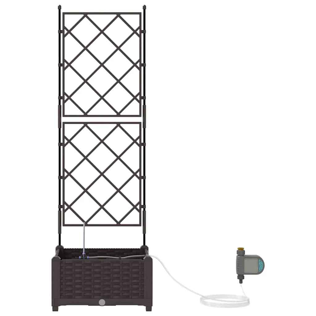 Fioriera da giardino moderna e sottile 40 x 40 x 126 cm resistente con sistema di irrigazione acciaio marrone 02_0058523