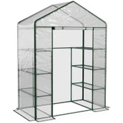 Serra da Giardino in Acciaio e PVC Trasparente con Porta Avvolgibile, 143x73x195 cm, verde