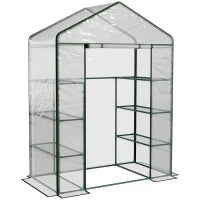 Serra da Giardino in Acciaio e PVC Trasparente con Porta Avvolgibile, 143x73x195 cm, verde