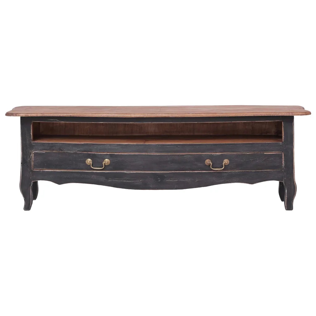 Mobile Porta TV 120x30x40 cm Nero Legno Massello di Recupero cod mxl 15594