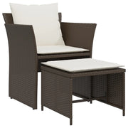 Sedia da Giardino con Poggiapiedi in Polyrattan Marrone CFW5891429