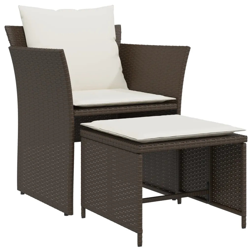 Sedia da Giardino con Poggiapiedi in Polyrattan Marrone CFW5891429