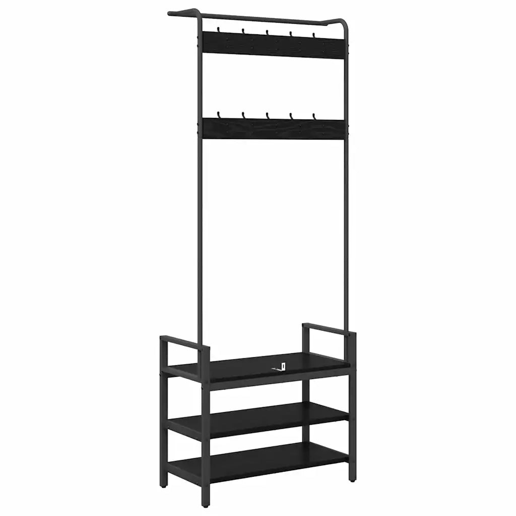 Appendiabiti Rovere Nero 75 x 34 x 184 cm Legno multistrato 879953