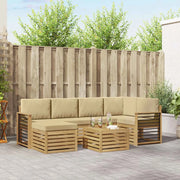 Set di divani da esterno 7 pcs Bianco e Beige Poliestere