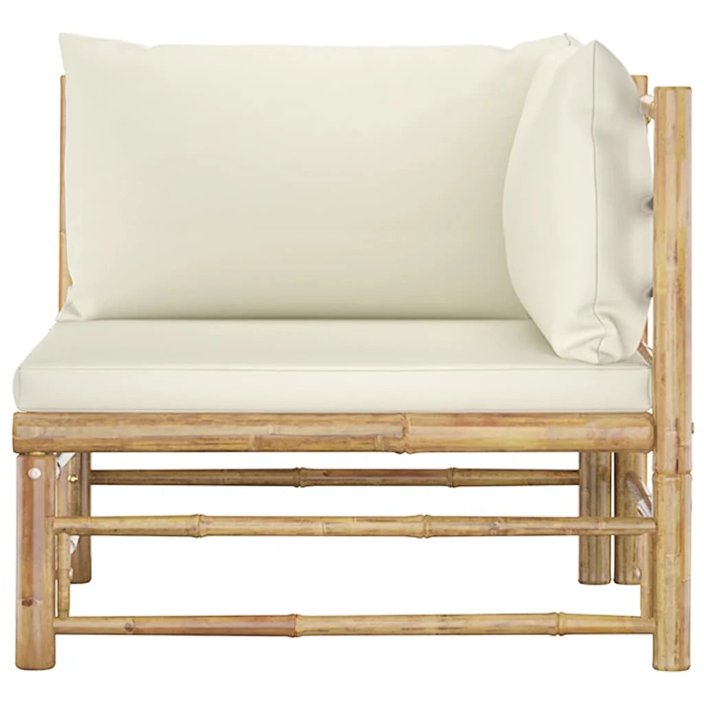 Set di mobili da giardino mobili da esterno set da 2 pezzi con cuscini bambù bianco crema 02_0015881
