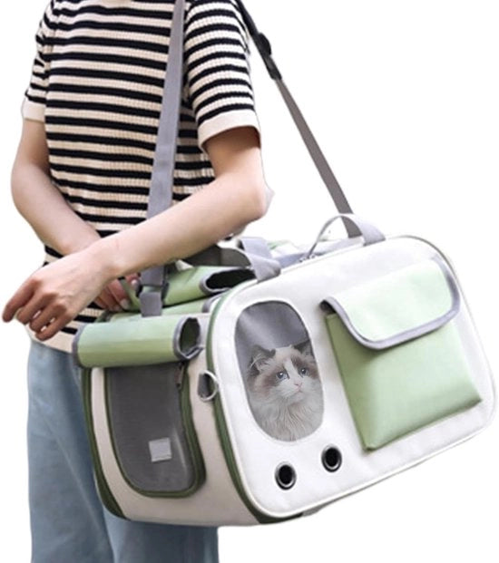 Carriera per Animali - Porta Casa Animale - Trasporto Comodo - Ventilazione a Maglia - 45x28x26 cm - Verde