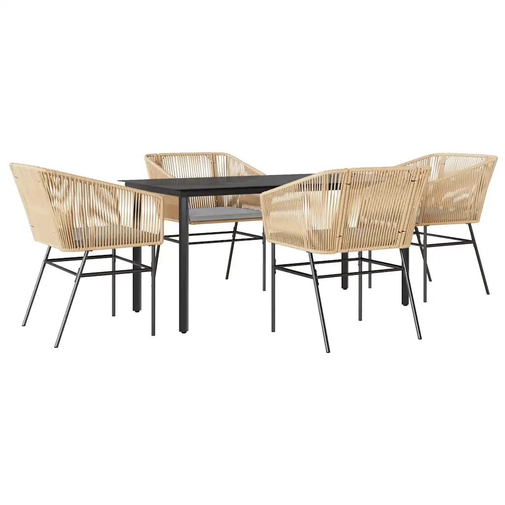 Set da Pranzo da Giardino 5pz con Cuscini Polyrattan Vetro 3334621