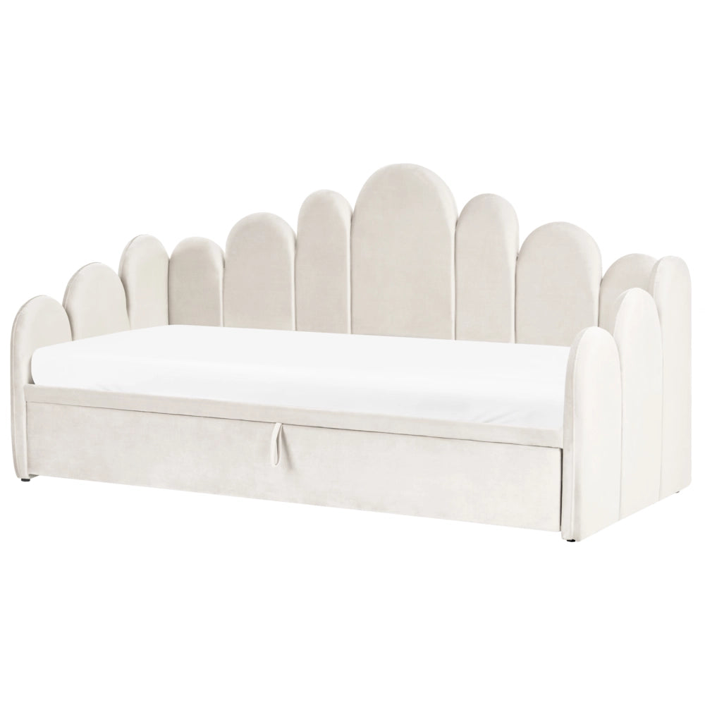 Letto singolo a scomparsa singolo 90/180 x 200 cm con rete a doghe trapuntata beige chiaro camera da letto cameretta