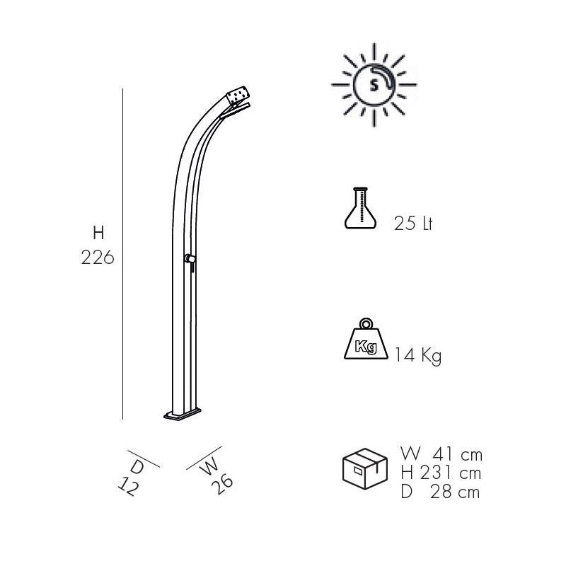 Doccia Solare In Alluminio Spring 30 Litri In Allumino Con Miscelatore Colore Fuxia  Cv-A100/4003