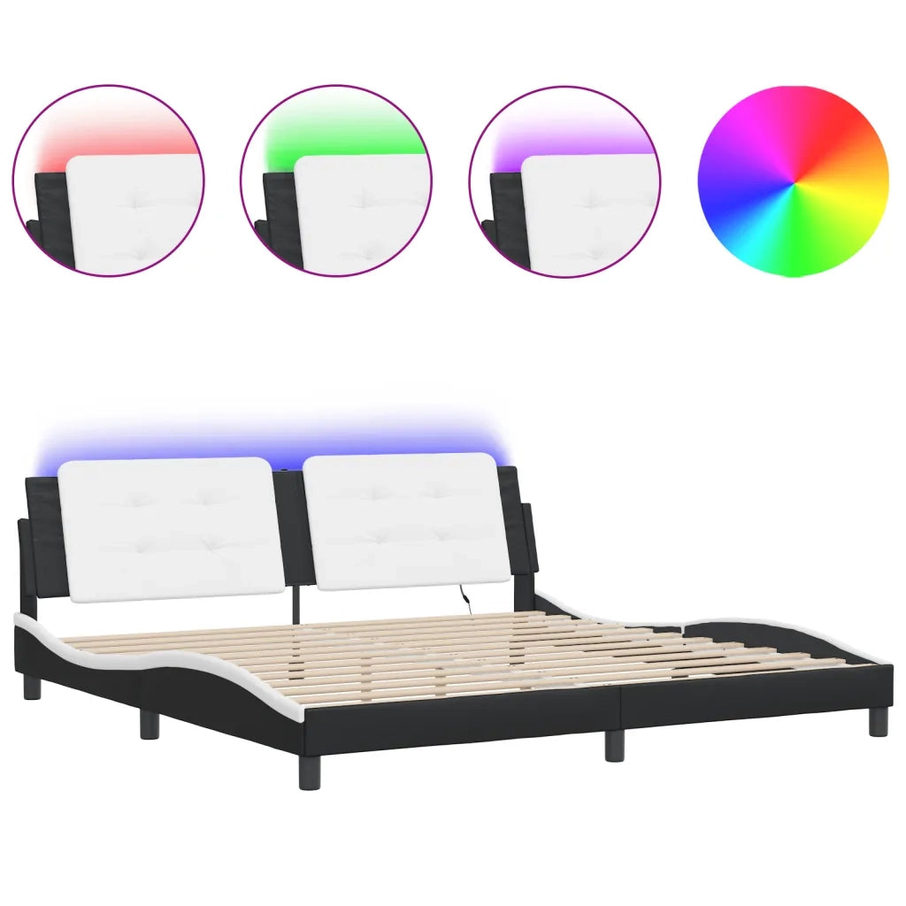 Giroletto con LED senza Materasso Zadar Nero e Bianco 200x200 cm