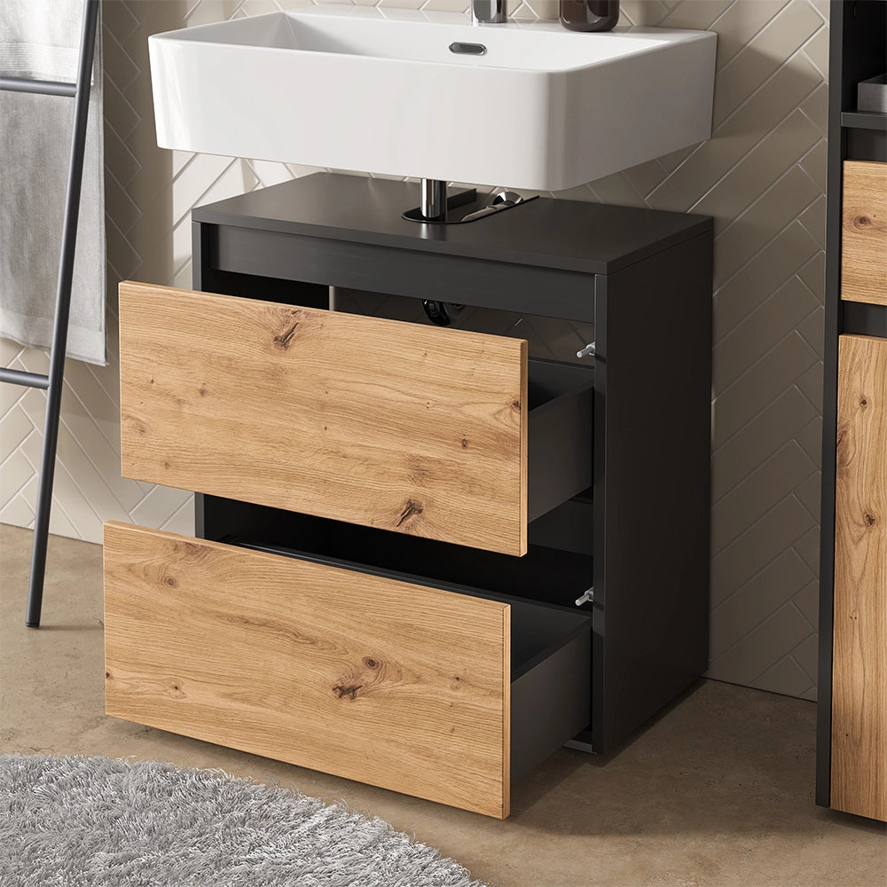 Vicco Set di mobili da bagno Antracite/Artisan 3 parti