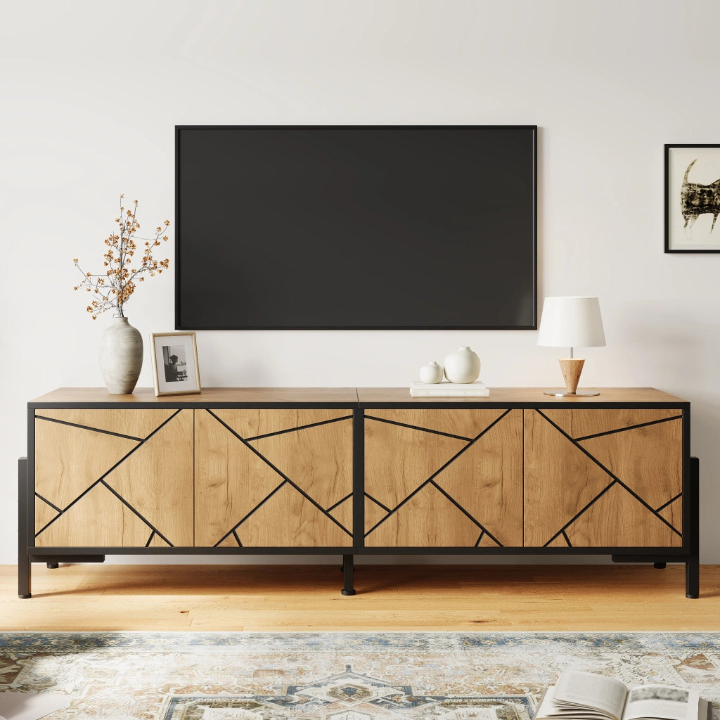 Mobile TV con 4 ante e 4 vani; per soggiorno; in MDF; 153 x 40 x 50 cm; natural wood