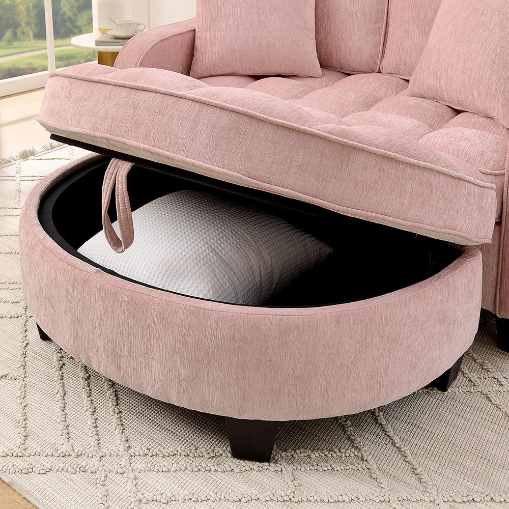 Divano letto multifunzionale - Xylo - Tessuto traspirante, legno di eucalipto, rosa