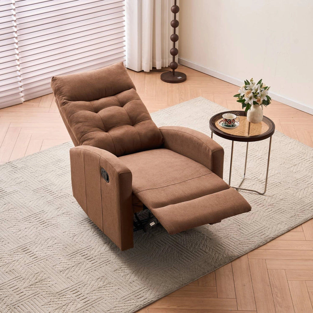 Marvin Poltrona Relax Reclinabile Manuale con Poggiapiedi Solena, Schienale Regolabile Seduta Ergonomica in Tess Marrone