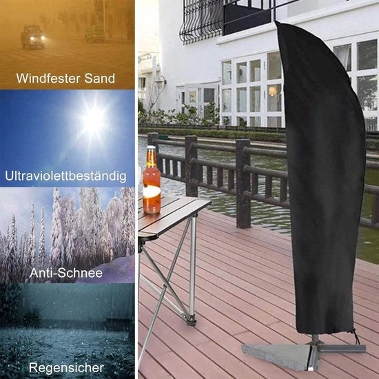 Coperture per Ombrelloni Patio Impermeabili con Cerniera - 210D Tessuto Oxford - 280cm - Nero