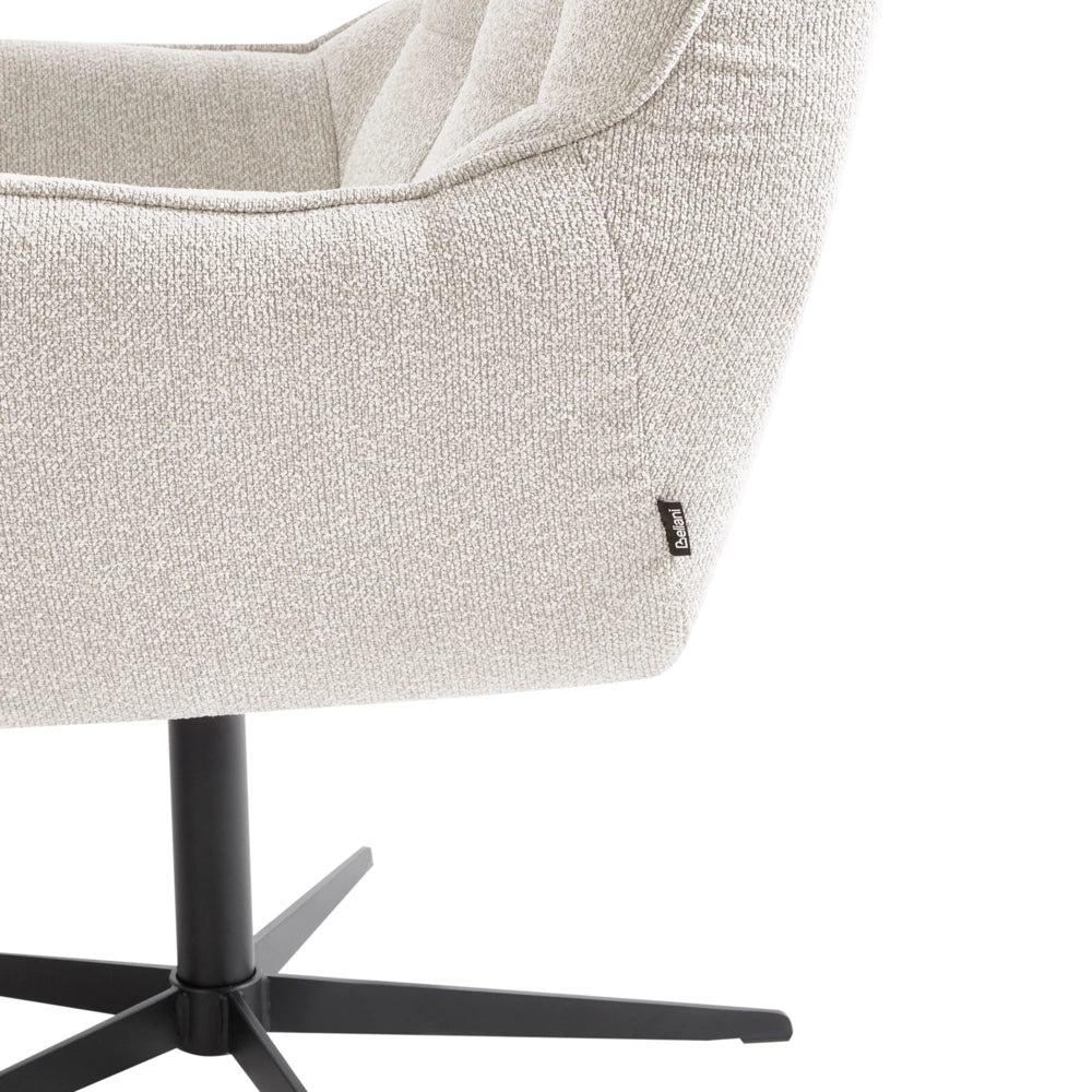 Poltrona con Sgabello in tessuto bouclè Beige chiaro Gambe in Legno per il soggiorno tradizionale retrò moderno