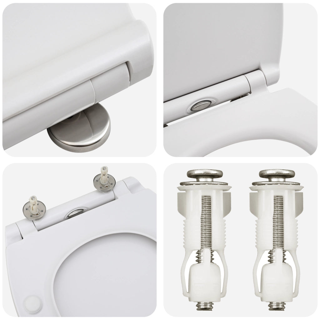 Toilet Seat con Chiusura Flessibile in Duroplast Bianco