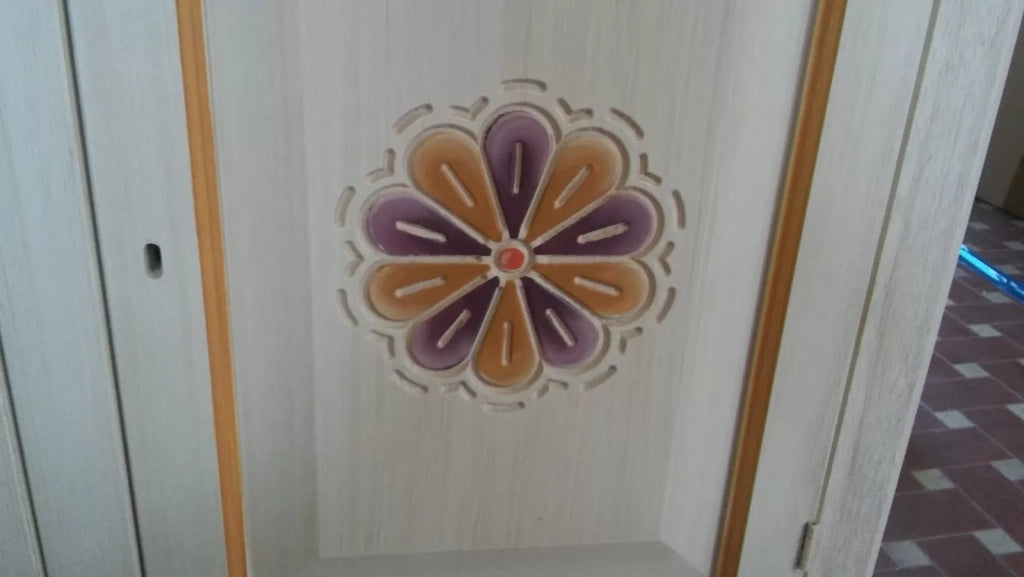 Madia credenza 2 ante legno avorio pennellato e decori 104x43x98 - Mobili 2G