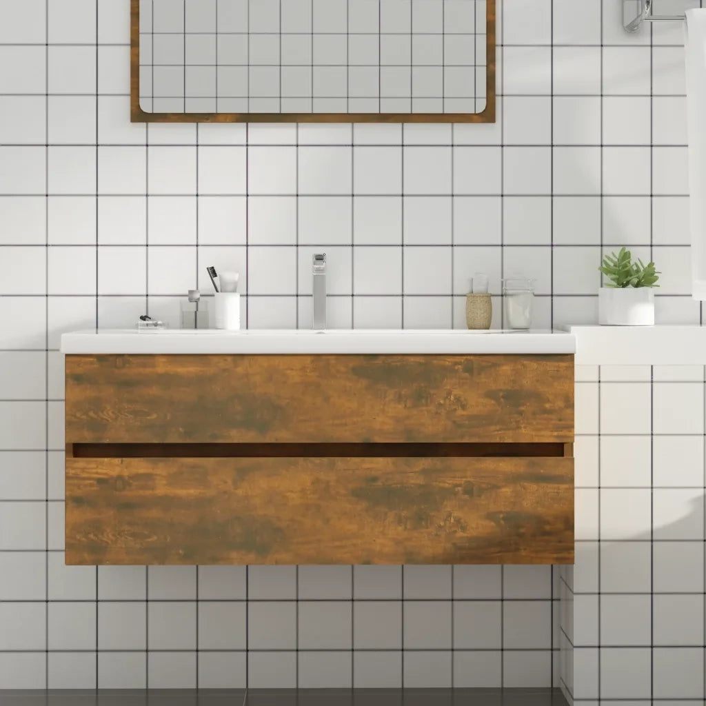 Mobile Lavabo | Armadio Lavabo Rovere Fumo 100x38,5x45 cm Legno Multistrato