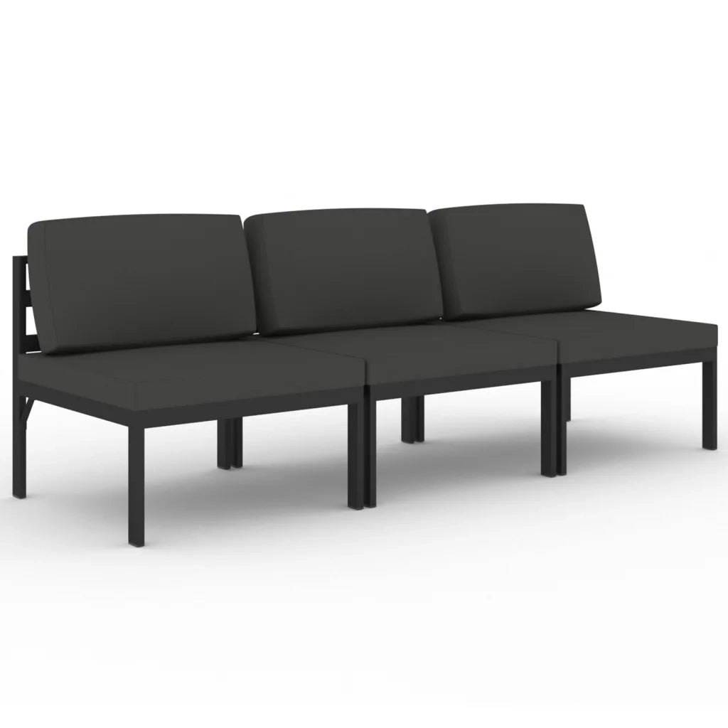 Divano da Giardino a 3 Posti con Cuscini in Alluminio Antracite cod mxl 35811