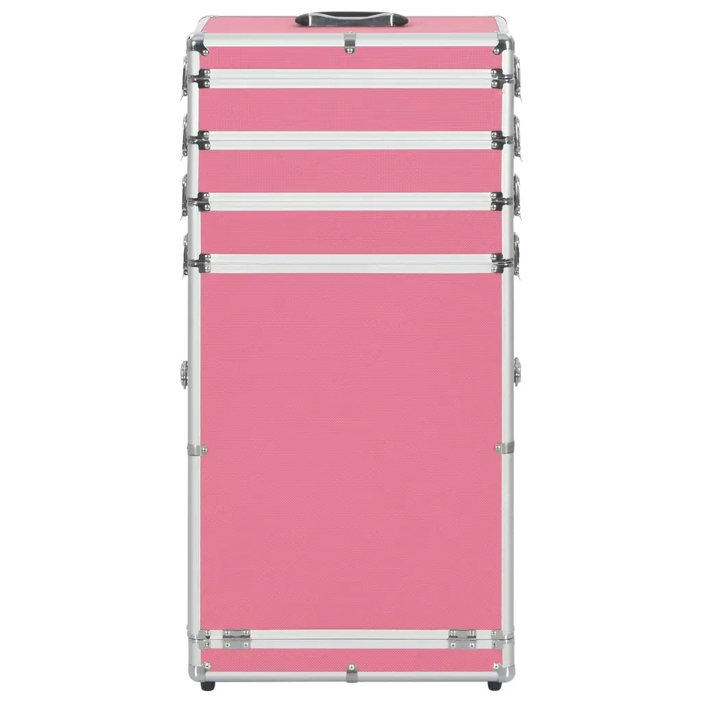 Valigia Trolley per Cosmetici in Alluminio Rosa 91813