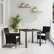 Set da Pranzo per Giardino con cuscino 3 pcs Nero polyrattan 3379723