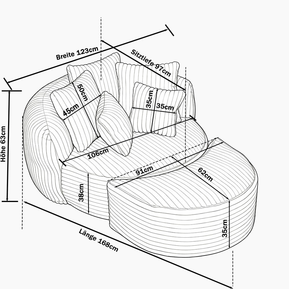 Divano letto ¨C Minimal ¨C tessuto imbottito con pouf