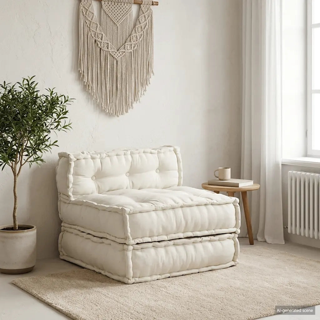 Divano | Divano da soggiorno | Sofa Componibile Crema 70x70x54 in Tessuto