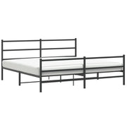 Letto matrimoniale | Letto per adulti | Giroletto con Testiera e Pediera Metallo Nero 193x203 cm