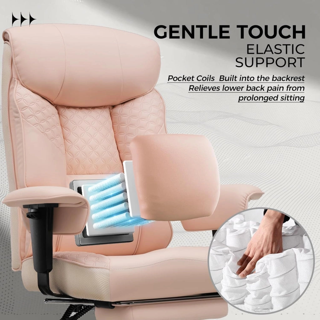 Sedia da Gioco, Persone Grandi Pesanti, Ergonomico, Cuscino 3D, Regolabile, Poggiapiedi, Pelle sintetica, Supporto 180 kg, Rosa