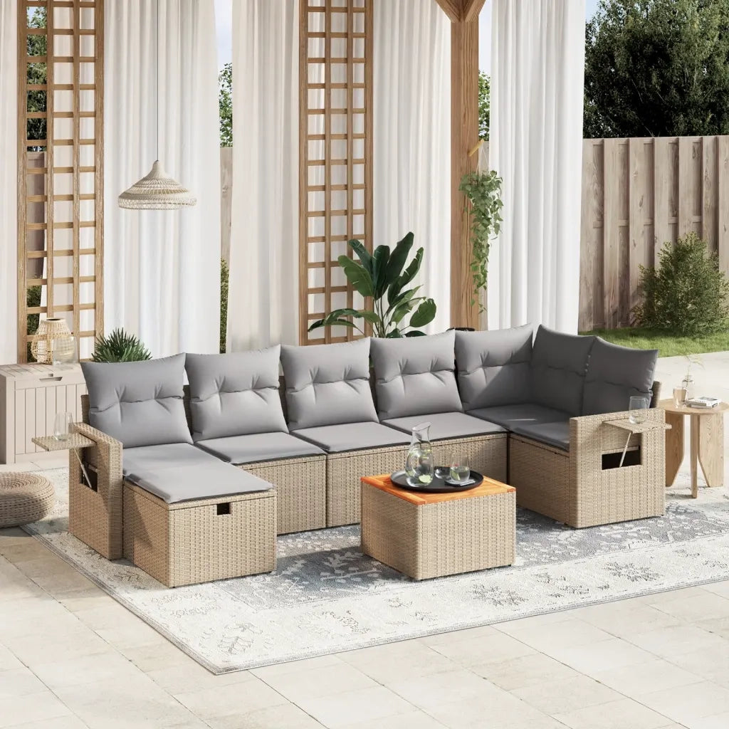 Set Divano da Giardino 8 pz con Cuscini Beige Misto Polyrattancod mxl 89742