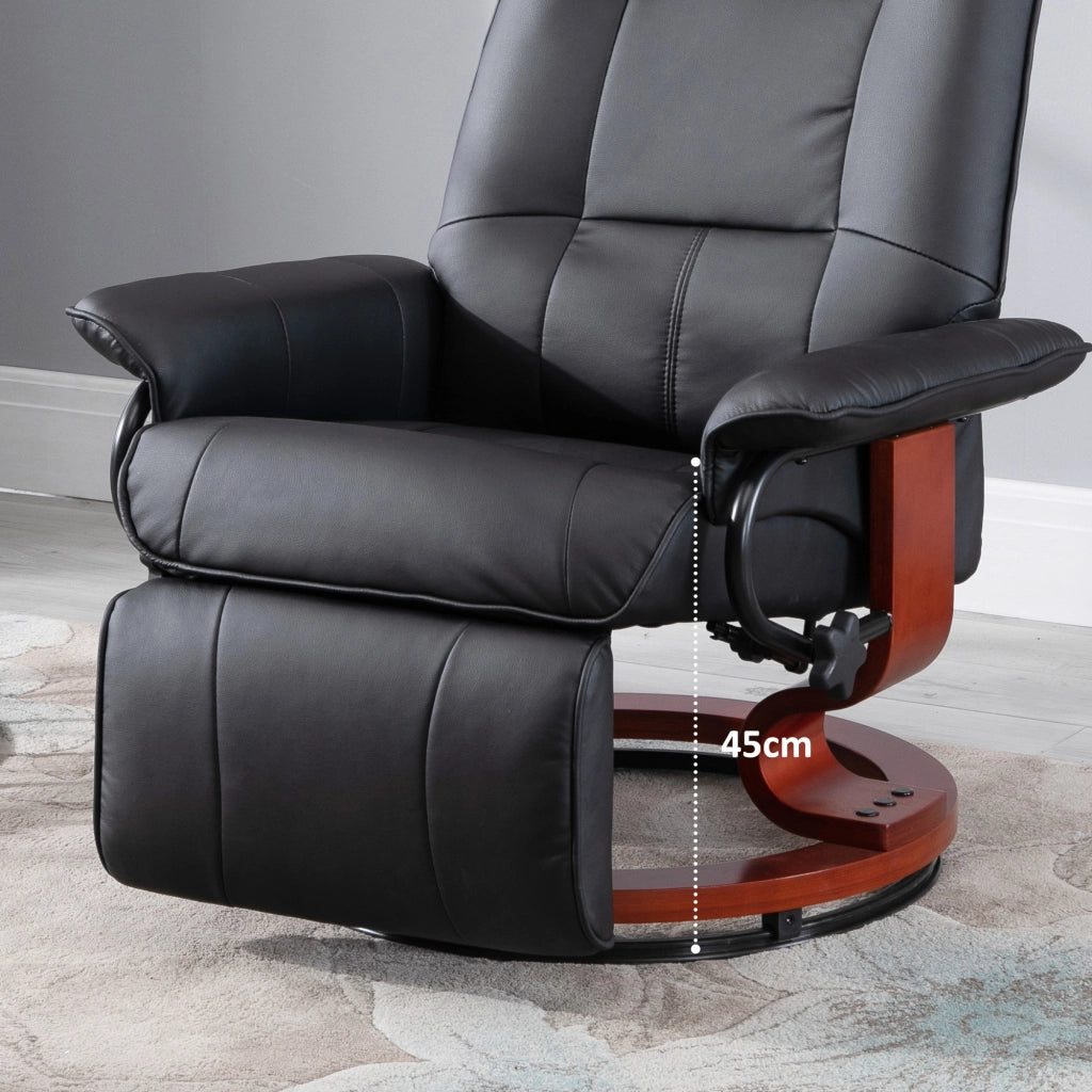 Poltrona Relax Reclinabile con Poggiapiedi ¨C zephmum ¨C Finta Pelle, Nero
