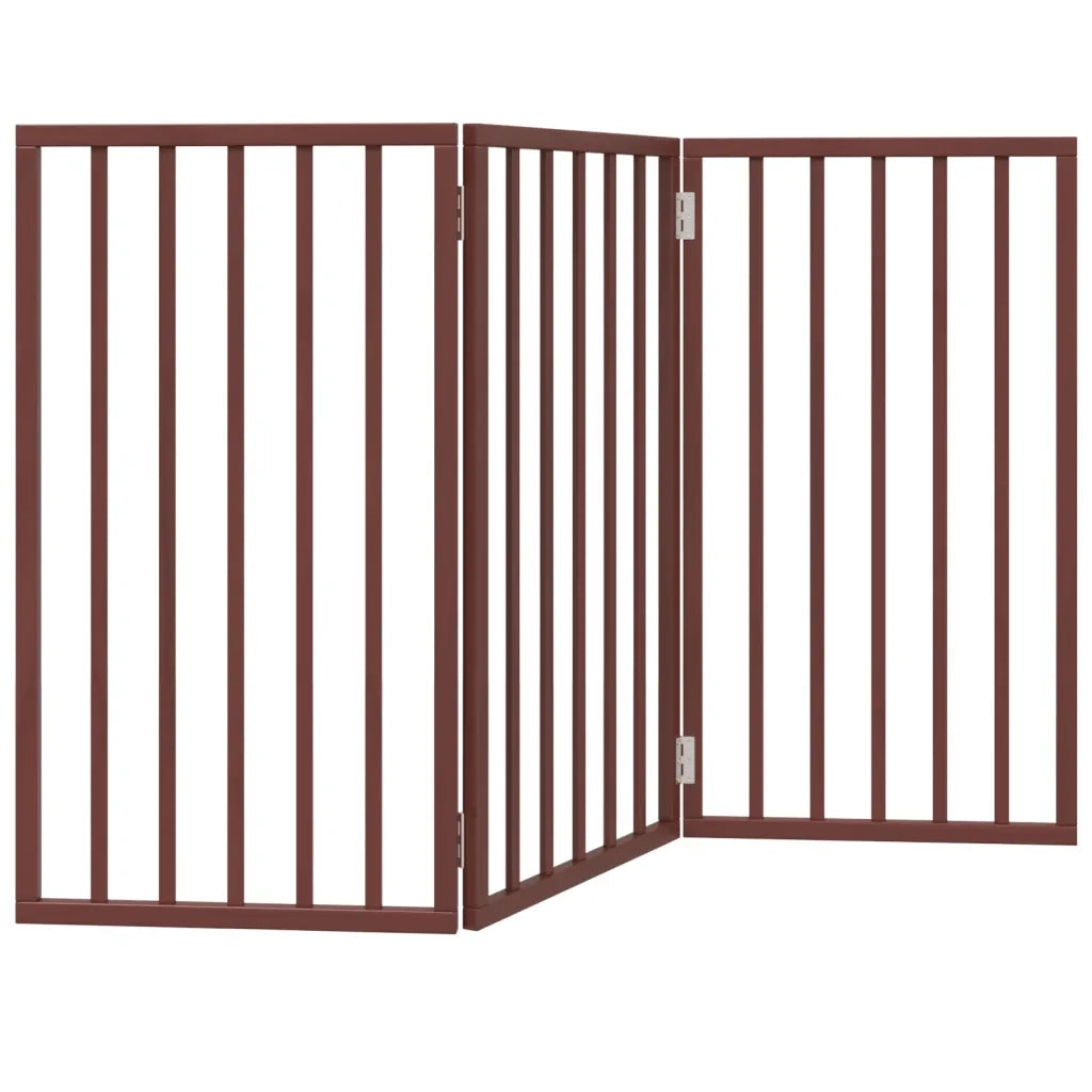 Cancello Cani Pieghevole 3 Pannelli Marrone 150cm Legno Pioppo CFW9515738