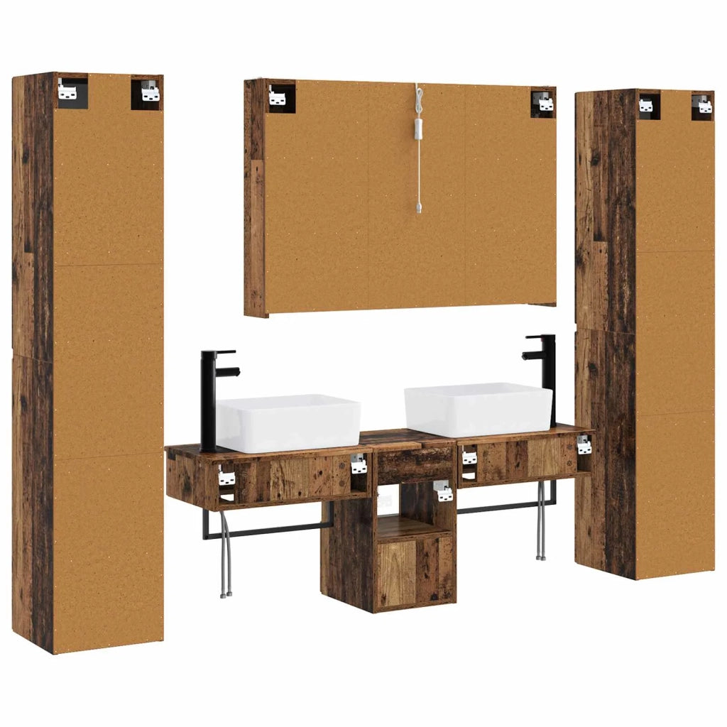 Set di mobili per il bagno 6 pcs Legno antico 3407205