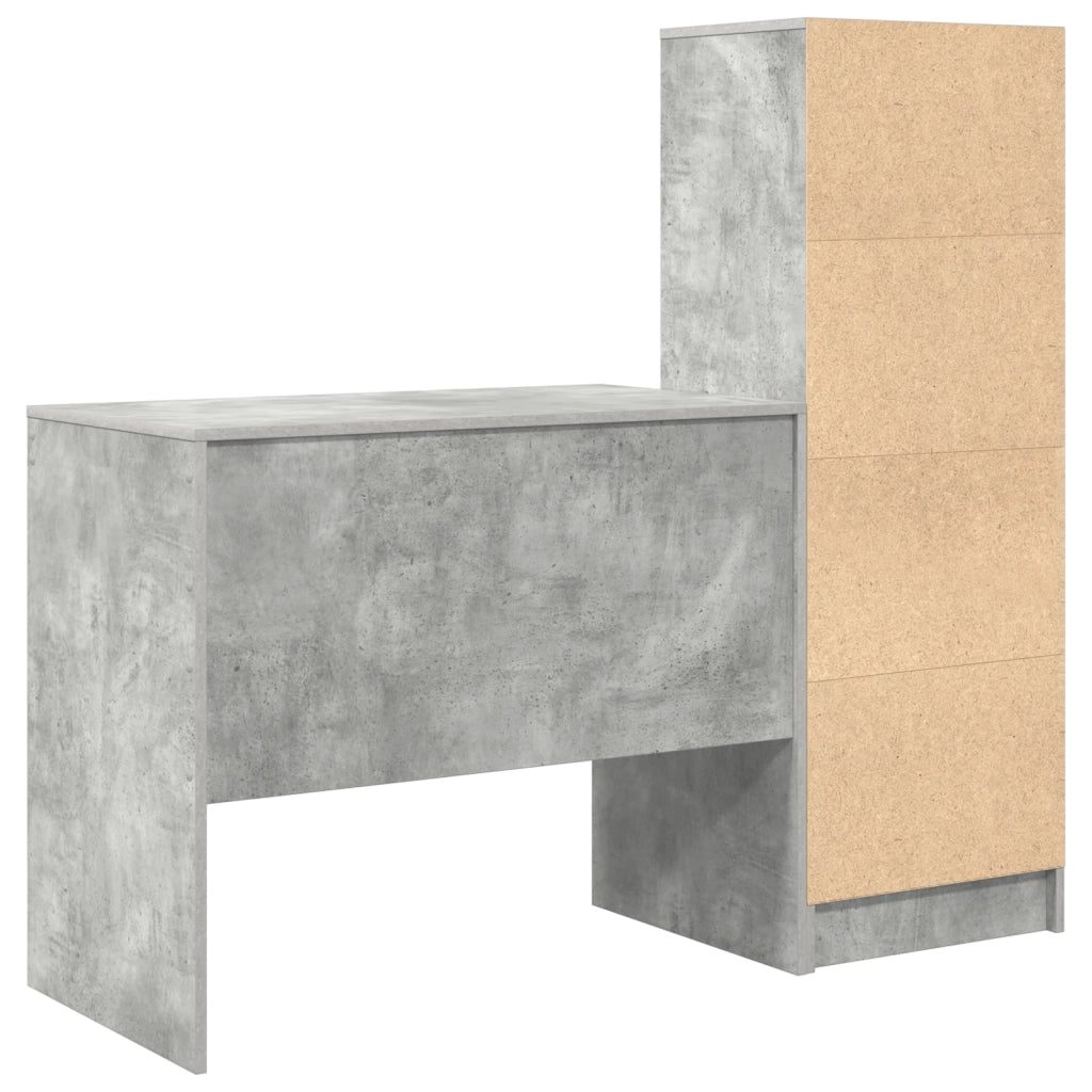 Scrivania con Storage Grigio Cemento Legno Ingegnerizzato