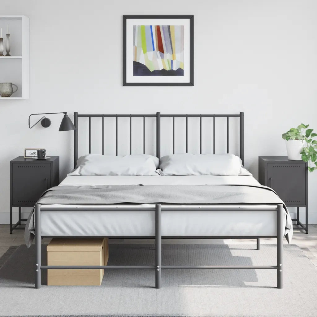 Set di 2 Comodini | Armadio da Notte | Mobiletto da notte Neri 36x39x60,5 cm in Acciaio