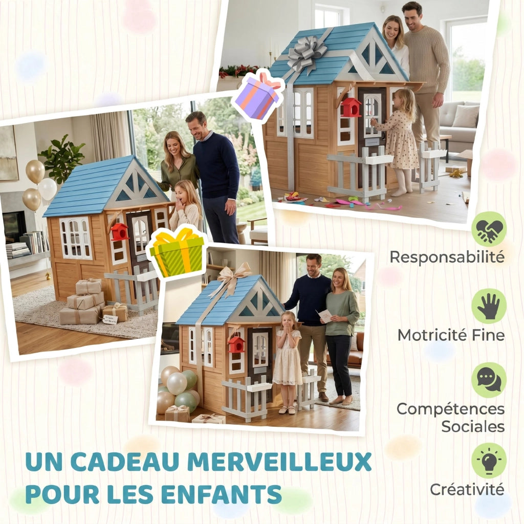 Casetta bambini in legno con cucina gioco ¨C zephmum ¨C marrone