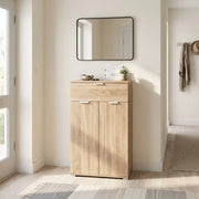 Armadietto da Bagno con due ante e un cassetto in Legno Composito cm 60x38x103 - SILAS