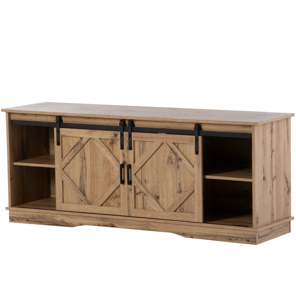 Mobile TV ULEVR 150x40x60 cm con 2 ante scorrevoli e ripiani regolabili, marrone rustico