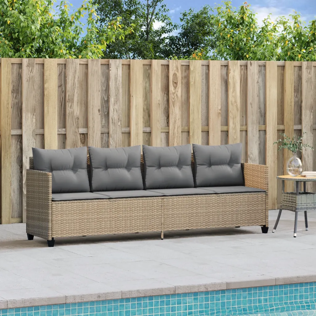 Lettino Prendisole | Sdraio da giardino | Lettino da sole con Cuscini Beige?in Polyrattan