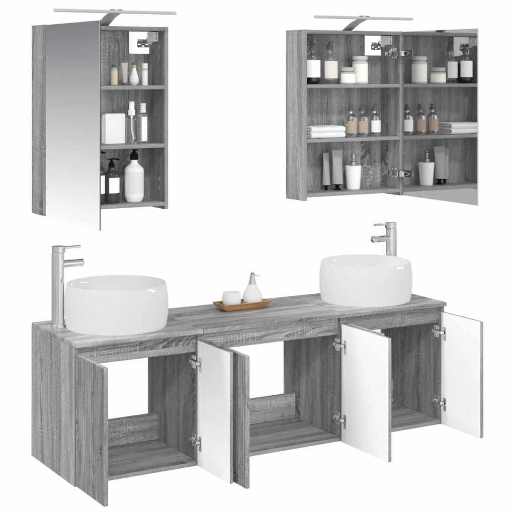 Set di Armadi da Bagno 5 pcs Sonoma grigio Legno ingegnerizzato 3406516