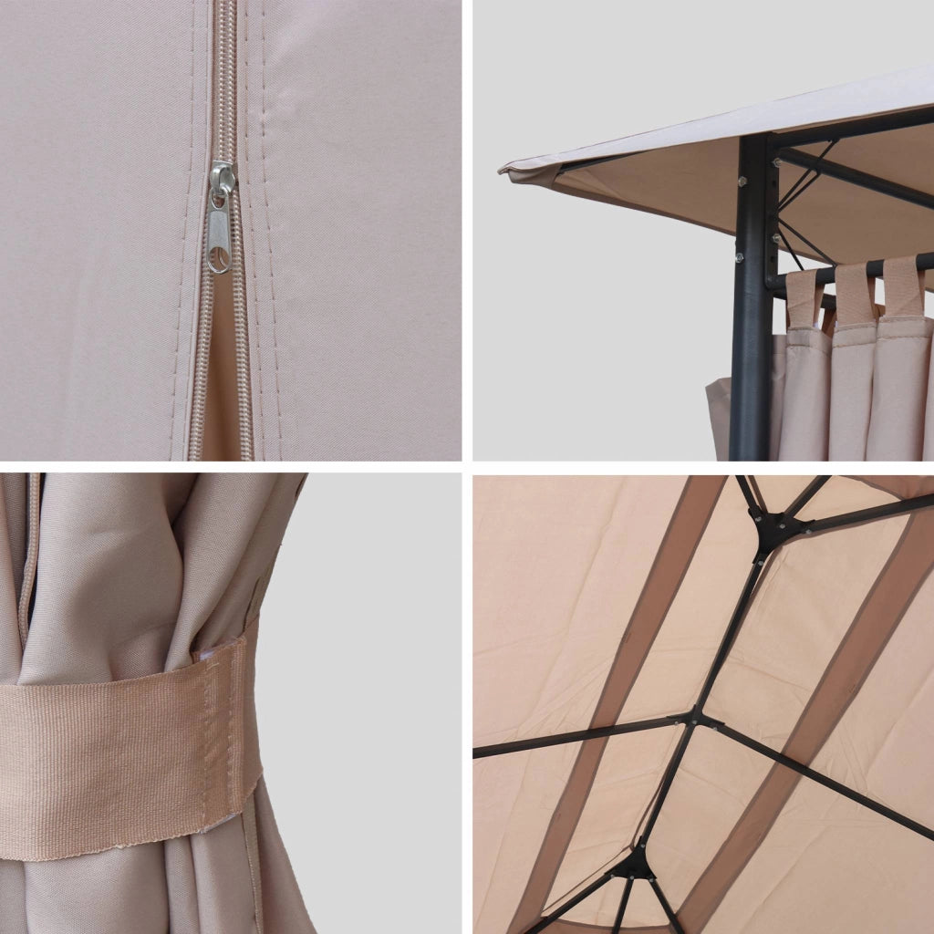 Gazebo da giardino 3x4m struttura in alluminio con tende scorrevoli,