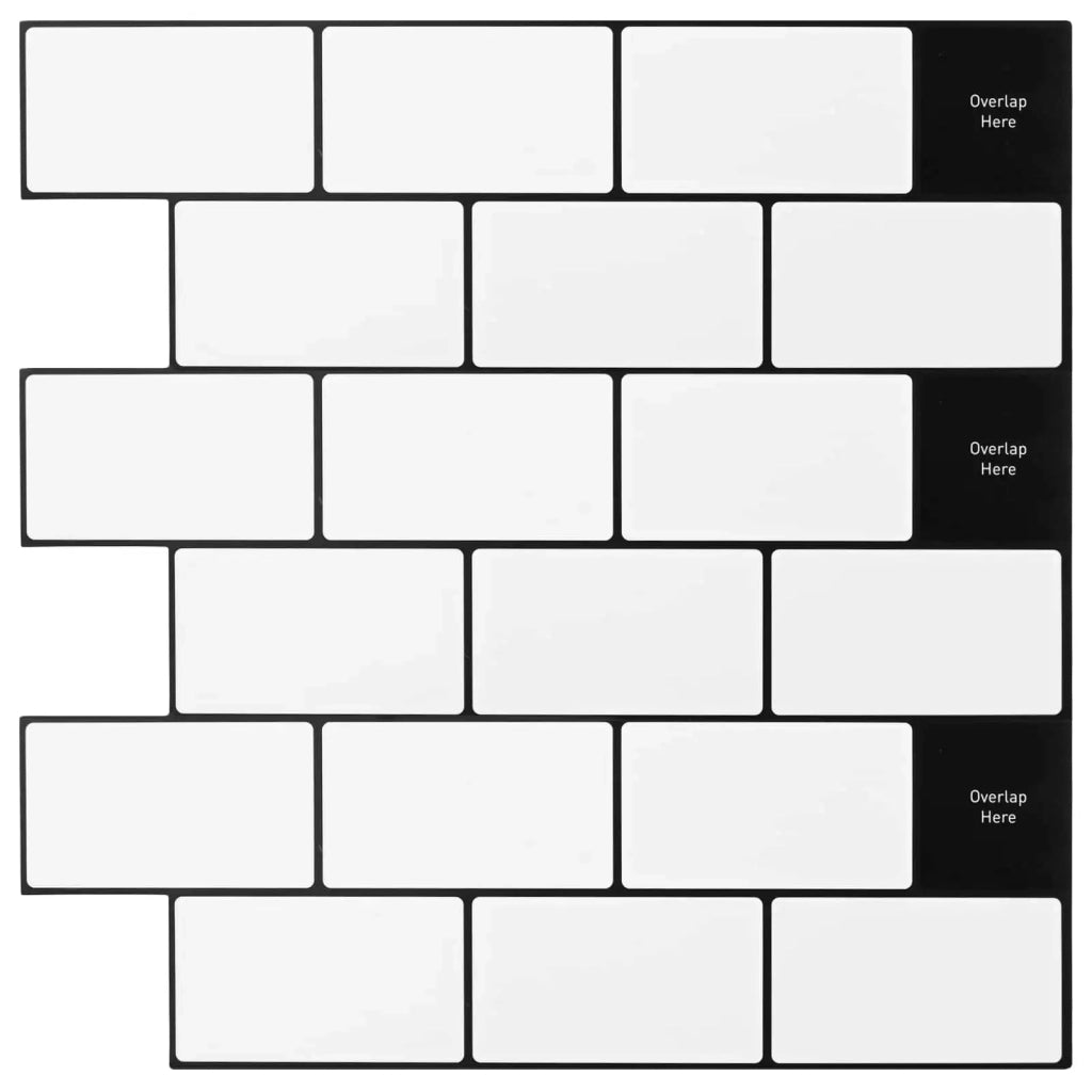 Piastrella subway 10 pz Bianco e Nero 30 x 30 cm CFW1218232
