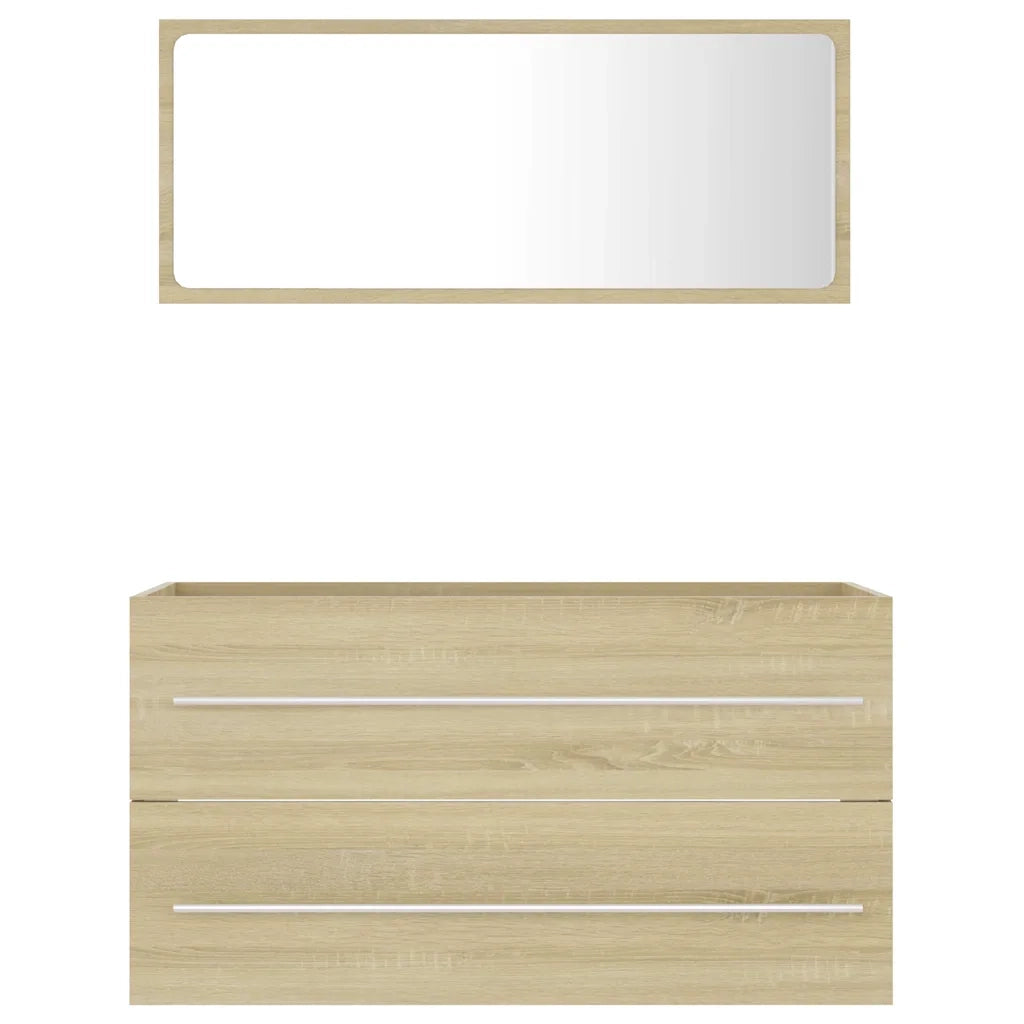 Set Mobili da Bagno 2 pz Rovere Sonoma in Truciolato  cod mxl 75263