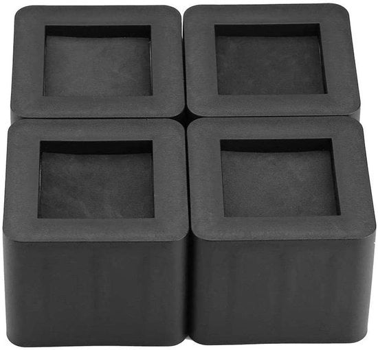 Aumentatore per mobili 4 pezzi - Elevatori di letto 10,5 x 10,5 x 8,5 cm - Antiscivolo - Capacità di carico 100 kg - Materiale di alta qualità in plastica - Aumenta la capacità di stoccaggio - Elevatore di letto