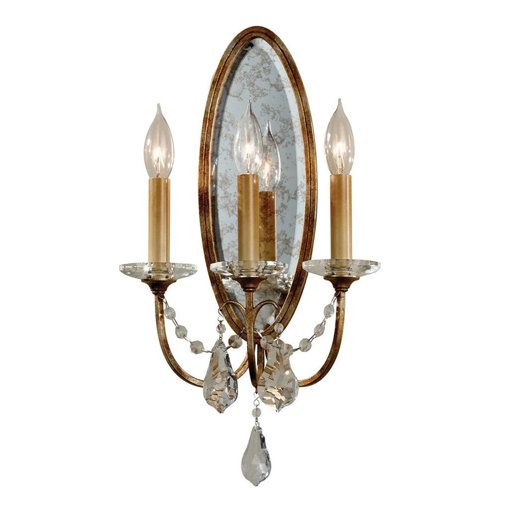 Applique Classica Valentina Acciaio Bronzo Ossidato Vetro 3 Luci E14