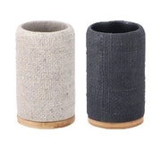 1 Pezzo Bicchiere Portaspazzolino in Resina e Bamboo 7,5 x 12,5 cm 2 Colori