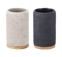 1 Pezzo Bicchiere Portaspazzolino in Resina e Bamboo 7,5 x 12,5 cm 2 Colori